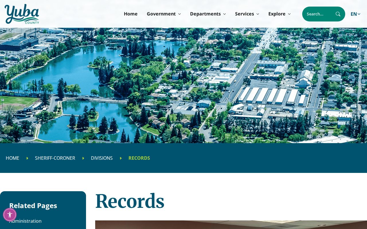 Yuba County booking photo records request page