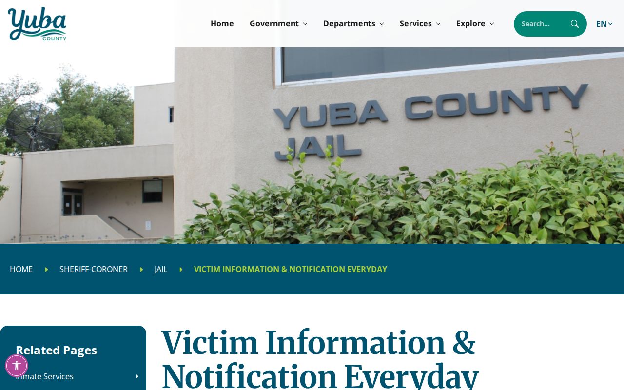 Yuba County Jail custody release notification service